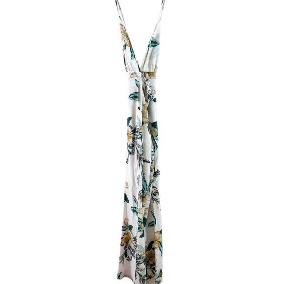 Le Salty Label Eden Floral V-Neck Plunge Wide Leg Backless Jumpsuit White XS - Picture 8 of 9